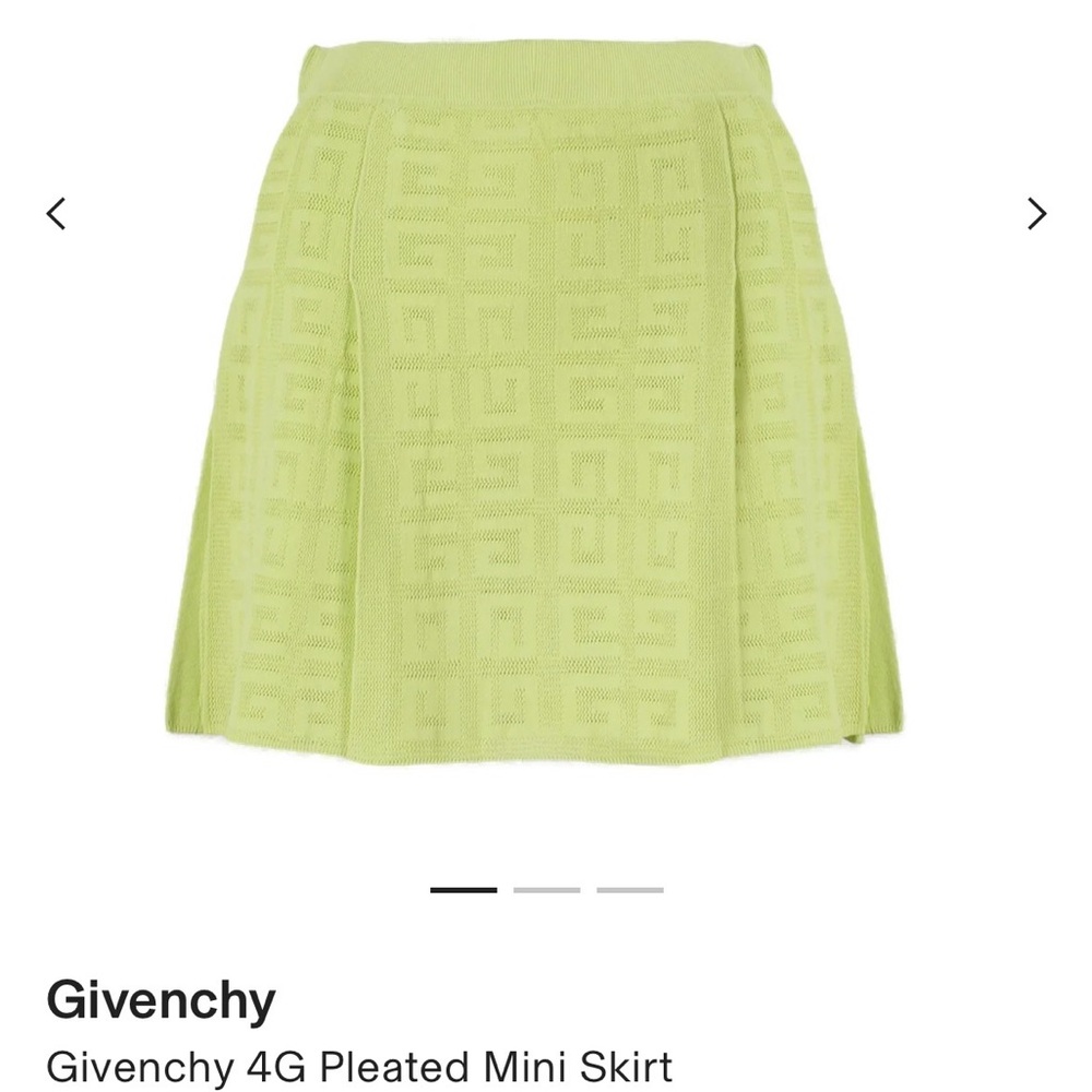 Givenchy Lime Green 4G Pleated Mini Skirt